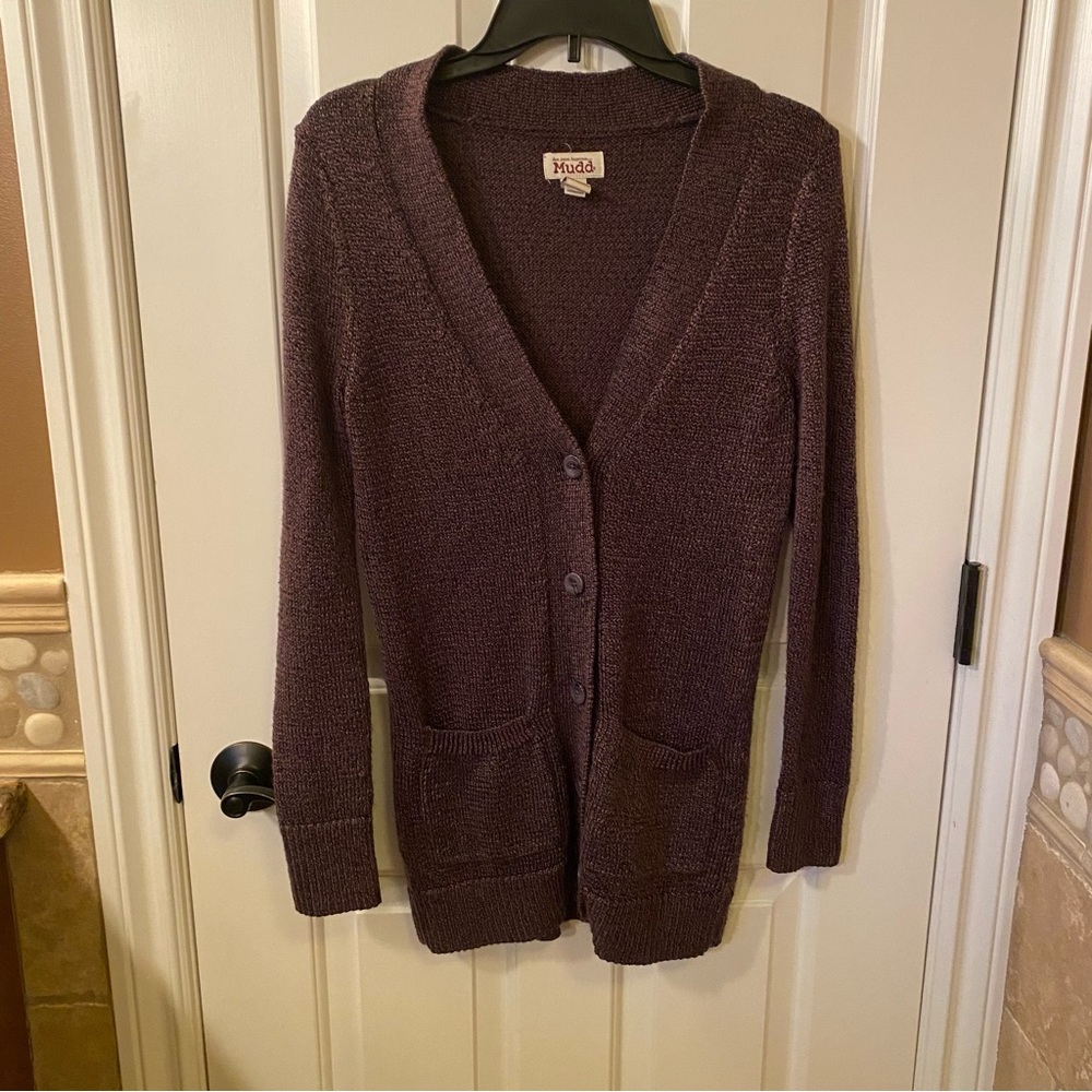 Plum Purple Button Up Cardigan Sweater